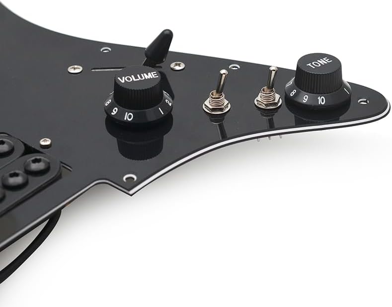 MAXCHEER SSH-Coil Splitting Electric Guitar Pickguard Two Mini Humbucker + ONE 4 Coil Pickup High Output-(9K/9K/18K) Loaded Prewired Scratchplate (Black, HH) - Image 4